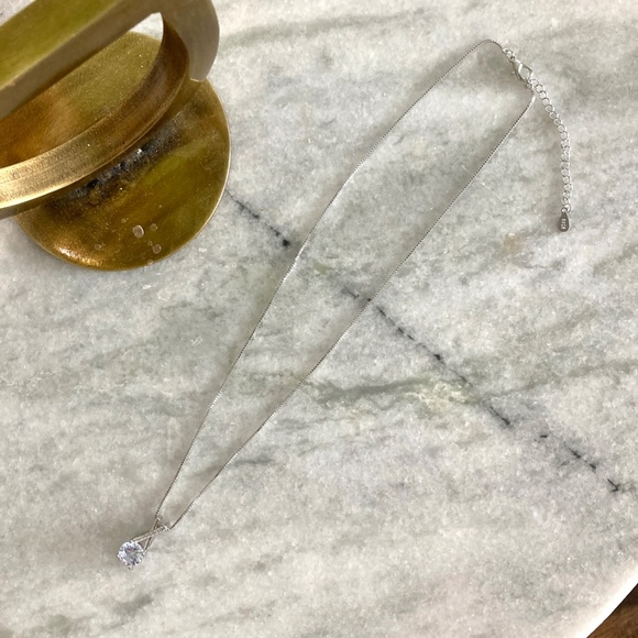 Sterling Silver Criss-Cross Stunning Simulated Diamond Silver Pendant Necklace - Picture 4 of 10